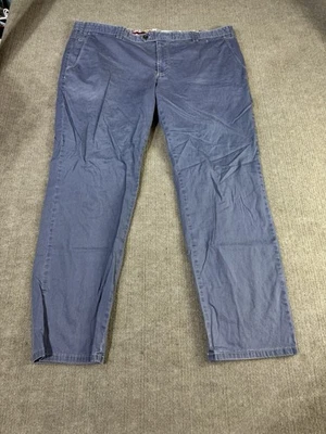 Meyer 裤子男式 44x32 蓝色波恩斜纹布长裤现代版直筒棉 — 第 1/4 张图片