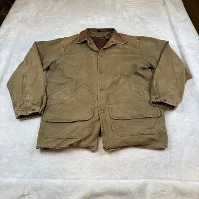 Woolrich Men's Tan Waxed Canvas Field Jacket Wool Plaid Removable Lined Made USA - Image 1 of 4