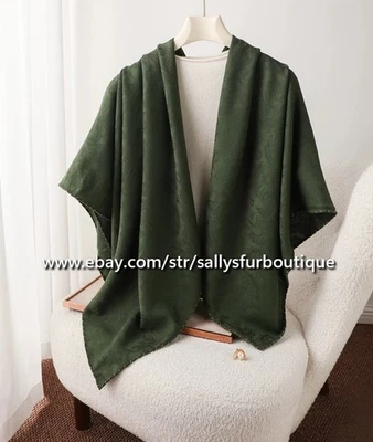 Sallys Quality 70% Cashmere 30% Silk Jacquard Wrap Scarf Gold threads Shawl 53" - Image 1 of 4