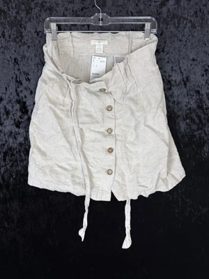 H&M Mujer 100% Lino Mujer 8 Beige Botón Frontal Bolsa de Papel Falda Langenlook Nuevo con Etiquetas Foto 1 de 4