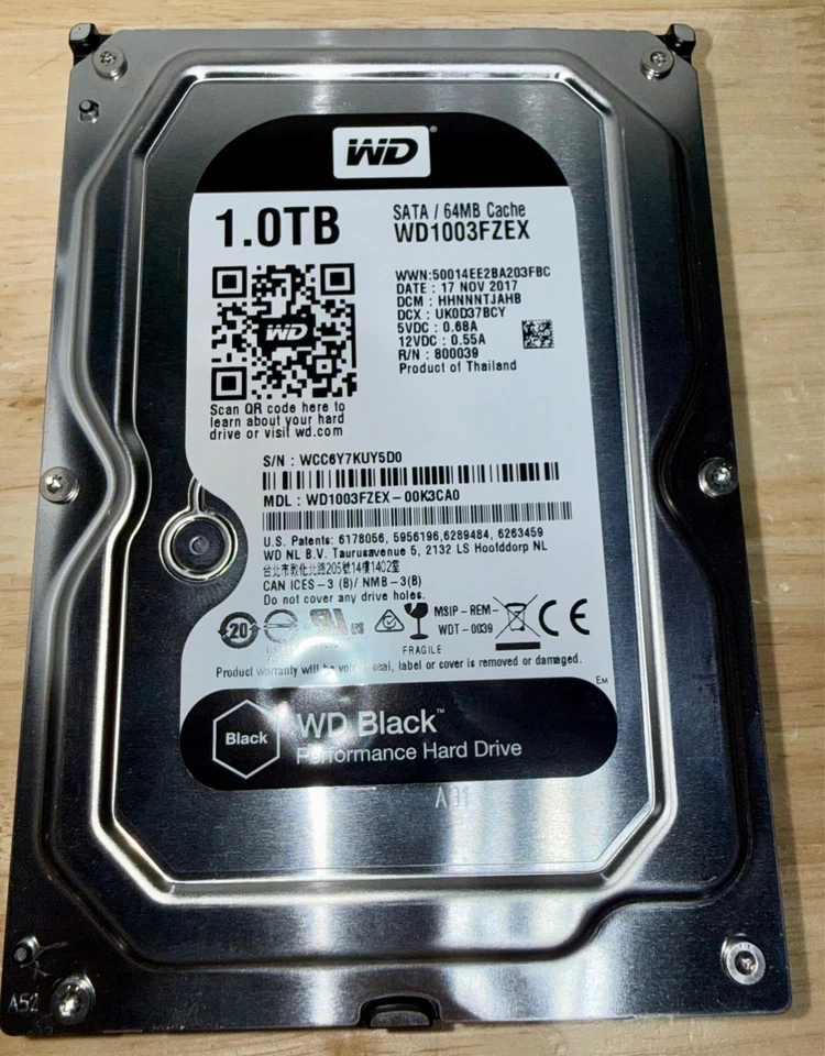 Western Digital Black WD1003FZEX 1TB 64MB 6Gbs SATA Desktop HDD Hard Drive GC - Image 1 of 4