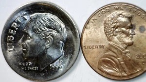 1999 ERROR HUGE Broad Struck Roosevelt Dime CH BU Coin Brd Strike BIGGER THAN 1c - Picture 1 of 5