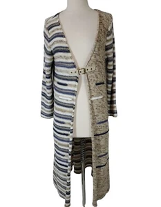 Su&Lola Woman Sz L Cardigan Duster Topper Open Front Boho Southwestern Striped - Picture 1 of 11