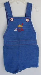 VINTAGE 1970’s blue short overalls red stitching 9-12 months Infant Boy - Picture 1 of 2