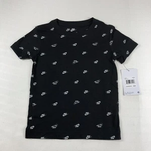 Nike Boys Futura Monogram All Over Print Tee Black Youth Kids Size 4 Sports New - Picture 1 of 7