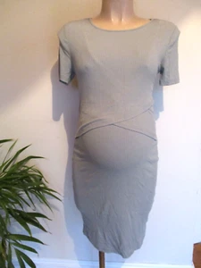 SHEIN MATERNITY & NURSING PALE BLUE RIBBED T-SHIRT DRESS SIZE M UK 10 - Picture 1 of 3