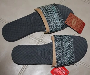Havaianas You Malta Flip Flop Sandal Women's Size 7/8 black / Blue Sky - Picture 1 of 3