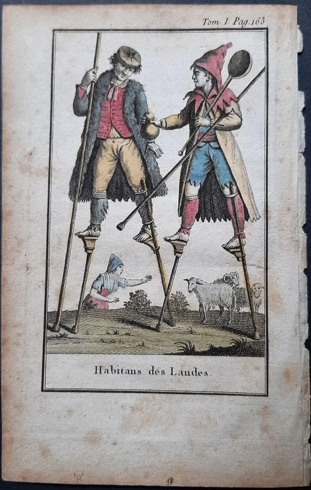 Habitants des Landes gravure anonyme du 18ème - Photo 1/1