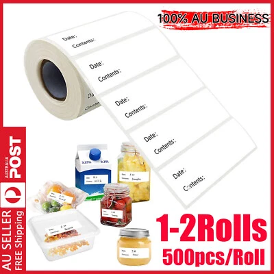 1-2rolls Kitchen Stickers Refrigerator Freezer Food Storage Date Content Labels - image 1 of 4