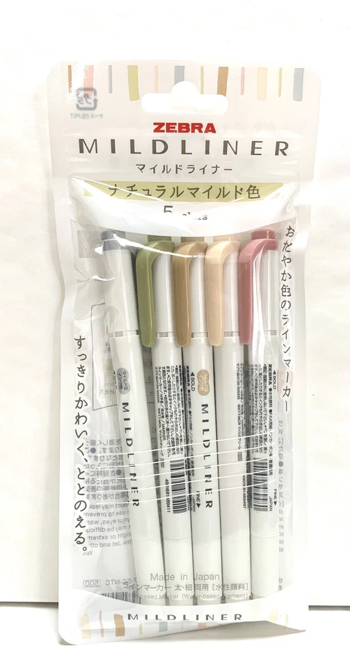 Zebra Mildliner 5 color / Double-Sided Highlighter Marker / WKT7-5C-NTC