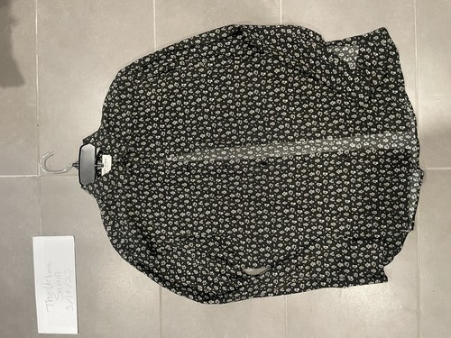 SAINT LAURENT (YSL) Camicia Saint Laurent YSL nera bianca stampa robot seta con bottoni 39 US 14 5