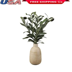 15 in Artificial Olive in Wood Finish Ceramic Vase Tabletops Home Decoration Hot - Picture 1 of 11