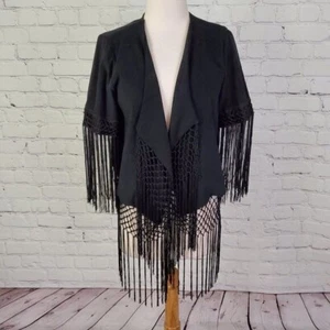 Blue LIFE - Jacket Fringe Open Front XS Boho Festival Fringe - Picture 1 of 6