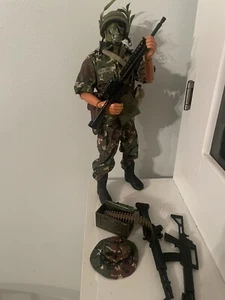 Hasbro 12" GI Joe Action Soldier Sniper Red Brown Hair Camo Face NICE! 1996 - Picture 1 of 13