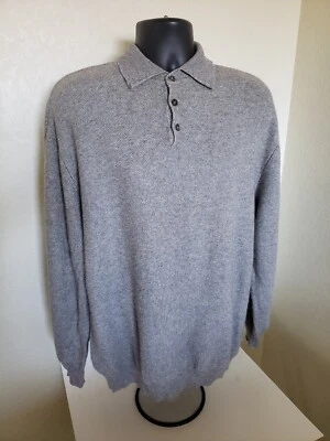 Neiman Marcus Mens Gray Pullover Sweater Cashmere Silk Made in Italy Size 2XL - Image 1 of 4