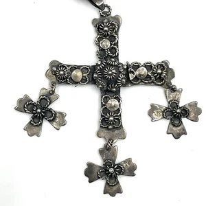 "Collar colgante vintage Taxco cruz esterlina 925 16"" marca águila SCD Yalalag" - Imagen 1 de 11