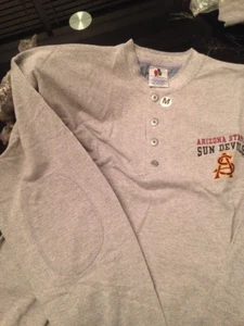 Vintage Arizona State University Sun Devils Langarm Hemd Grau Kragen Herren L Neu - Bild 1 von 4