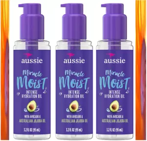 BL Aussie Miracle Moist Intense Hydration Oil 3.2oz Jojoba --*THREE PACK* - Picture 1 of 11
