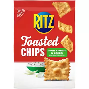 (3 pack) RITZ Toasted Chips Sour Cream and Onion Crackers, Party Snacks, 8.1 oz - Picture 1 of 9