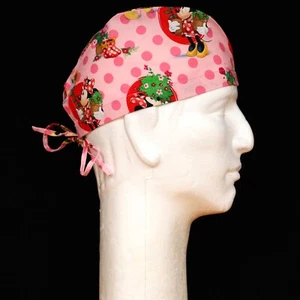 Flowery Minnie Mouse on Pink Dot Theme Scrub Hat - Picture 1 of 1