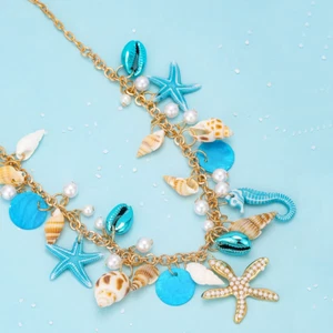 Vacation Beach Charm Necklaces Bracelets for Women Trendy Starfish Shell Collar - Picture 1 of 13