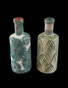 HANDPAINTED MEDITERRANEAN PAIR CERAMIC OLIVE OIL VASE BOTTLES DÉCOR GIFT - Bild 1 von 9