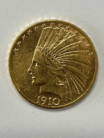 1910-D $10 GOLD INDIAN HEAD UNCIRCULATED Denver Mint VARIETY 2 MOTTO ON REVERSE Cover