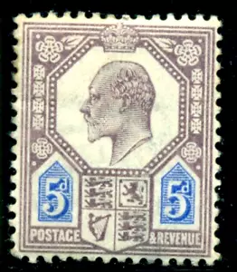 UK 1902 King Edward VII,Definitives,5 P, Great Britain, Mi. 110, MLH - Picture 1 of 2