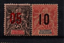 timbres d'Anjouan, 1912, Y&T n°24, 28, petit neufs avec charnière