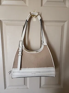 New~CALVIN KLEIN 2024 Quill Whip Stitch Shoulder Bag In Natural White Macy's  - Picture 1 of 10