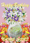 Iguana Flowers Vase Birthday Greeting Personalised Card A5 Any Name FV200