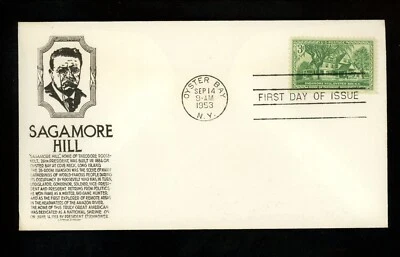 US FDC #1023 Anderson M-1 1953 Oyster Bay NY Sagamore Hill Teddy Roosevelt - Image 1 of 2