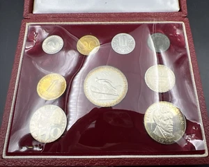 Austria Juegos Olímpicos de Invierno 1964 Juego de 9 monedas de prueba en caja - Imagen 1 de 15