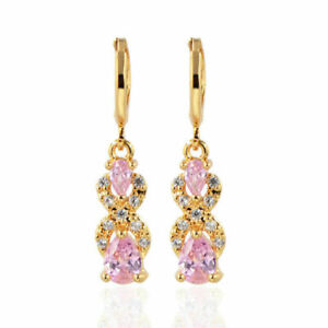 18k Yellow Gold Plated Hoop Earrings Luxury Women's Cubic Zircon Wedding Jewelry