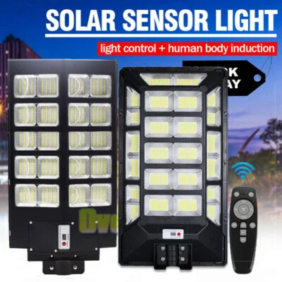 9999900LM Solar LED Street Light Commercial Outdoor IP67 Security Road Lamp+Pole - Image 1 of 4