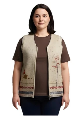 Liz & Me Knit Sweater Vest Fall Leaves Size 1X (18/20) - Image 1 of 4