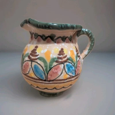 Vintage Hand painted Ceramic Jug Multicoloured Vase Menorca Spain Souvenir - Image 1 of 4