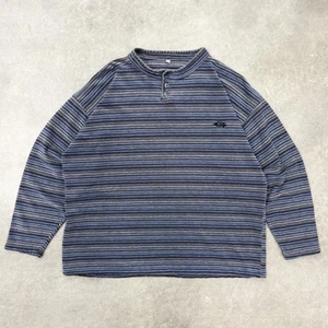 Vintage 80s Quiksilver Striped Henley Shirt M Surf Skate Boxy Fit Made in USA - Picture 1 of 9