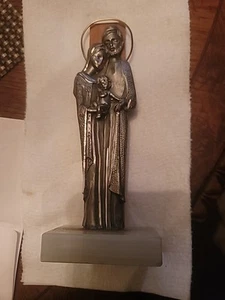 Vtg. Italy A.L 88%Pure Pewter Holy Family Statue:Mary Joseph & Baby Jesus.R88 - Picture 1 of 8