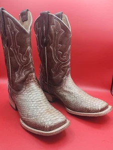 Corral Men's Taupe Python Embroidery  Cowboy Boots Size 10D B5000 - Picture 1 of 8