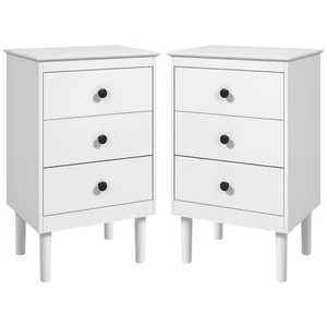 HOMCOM Bedside Table Set of 2, Bedside Cabinet w/ 3 Drawers, Modern Side Table, - Picture 1 of 11