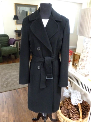 Abrigo CASUAL CORNER Mujer Busto M 40" Cachemira-Lana Trench Doble Pecho Cinturón Negro Foto 1 de 4