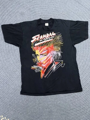 Vintage 80s Scandal With Patty Smyth Warrior T Shirt Size L Black Single Stitch - Image 1 of 4