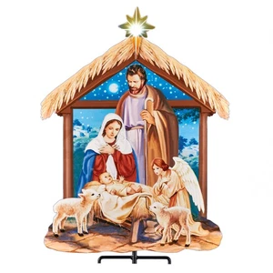 Solar Powered Nativity Scene Holiday Garden Stake - Picture 1 of 2