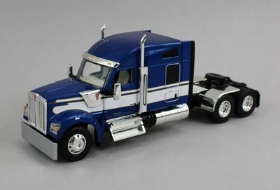DCP 1:64 *BLUE & WHITE* Kenworth W990 76" Mid-Roof Sleeper Semi Truck *NEW* - Image 1 of 3