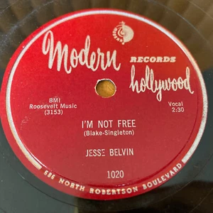 I'M NOT FREE 78 RPM 10" RECORD JESSE BELVIN SAD & LONESOME MODERN 1020 - Picture 1 of 4