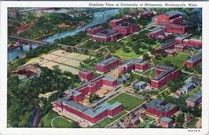 Minnesota University Airplane View Minneapolis Minn Postcard OA4259-N Unposted - Picture 1 of 2