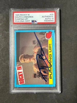 1985 Topps Rocky IV #32 Signed Card Dolph Lundgren PSA Auto 10 Ivan Drago - Image 1 of 2