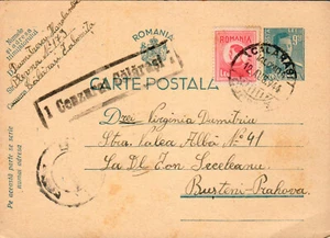 Romania, 1944, seconda guerra mondiale cartolina militare censurata cancelleria, francobollo Calarasi - Foto 1 di 2