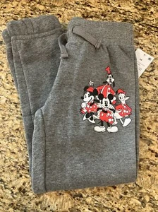 New Kids' Mickey Mouse Christmas Winter Charcoal Heather Jogger Pants XS (4/5) - Picture 1 of 6